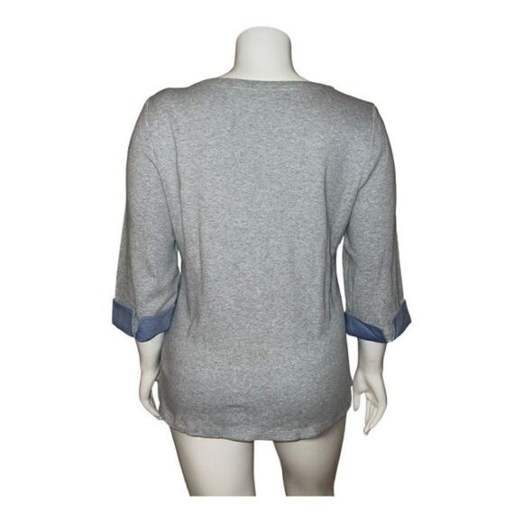 Nautica Womens Gray Three Quarter Sleeve Shirt with Cuffs Plus Size XXL NWOT - Picture 2 of 6